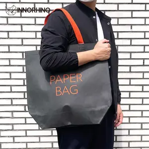 Eco Friendly Grocery Tearproof Leatheriod Paper Tote Bags Shopping Bags HandBags INNORHINO
