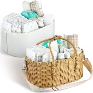 <b>Wicker</b> Diaper Caddy Scalloped <b>Basket</b> Natural Handmade Woven Baby Organizer <b>Storage</b> <b>Basket</b> Factory Wholesale Supplier - Product Image 3
