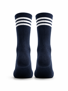 White Crew Woven Eco-Friendly Breathable Anti-Slip Sports <b>Socks</b> Custom Logo Black Stripe Running Basketball Soccer Football - Product Image 3
