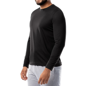 เสื้อยืดออกกำลังกายผู้ชายคุณภาพดี แห้งเร็ว สีดำ แขนยาว คอกลม - Product Image 3