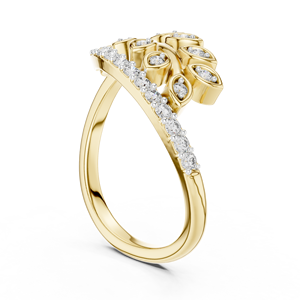 Bague de mariage en or massif 14K 18K avec diamant de laboratoire taille brillant rond DEF VVS, sertie de feuilles, pour femme, bijoux fins - Product Image 4