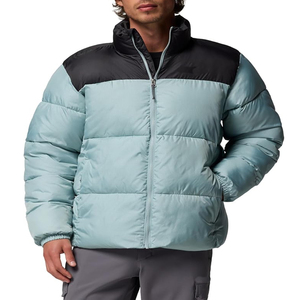 Little Paws <b>Trainers</b> Custom Men's Gray Puffer Jacket Hooded Collar Zipper Closure <b>Waterproof</b> Eco-Friendly Polyester - Product Image 2
