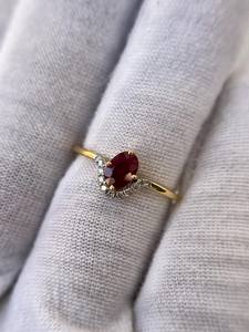 Bague en rubis naturel, argent sterling 925, plaqué or 14 carats, rubis rouge, bague de fiançailles, anniversaire, Art Déco, promesse, mariage - Product Image 6