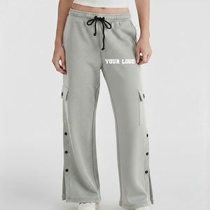Pantalon d'hiver pour femme en molleton polyester/coton sur mesure, poids lourd 400 GSM, couleur unie, coupe classique, taille haute, taille élastique - Product Image 1