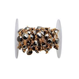 Connecteur en pyrite ronde plaqué or 18 carats avec sertissage clos, chaînes en argent sterling 925 au meilleur prix - Product Image 3