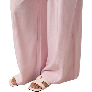 Womens Blush Pink Straight Lounge Trousers Canvas <b>Elastic</b> Waist Relaxed Fit Casual Summer Comfort Pants - Product Image 4