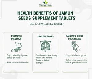 Comprimés de graines de Jamun séchées au soleil, ingrédients de qualité supérieure, comprimés pressés à base de plantes pour la vitalité et l'équilibre naturel - Product Image 5