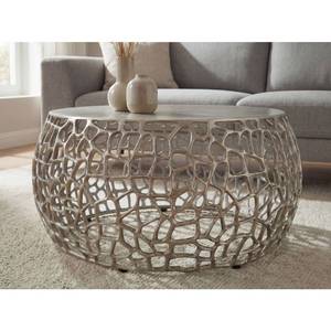 Mesa de Centro Redonda Moderna y Elegante con Tapa de Vidrio Templado y Estructura Metálica, Mueble Decorativo Contemporáneo para Sala de Estar - Product Image 6