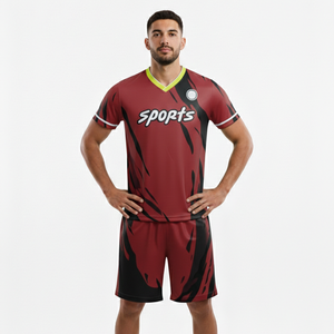 Uniforme de Fútbol Sublimado con Diseño Personalizado, Uniforme de Baloncesto Color Granate con Cuello en V al Por Mayor - Product Image 5