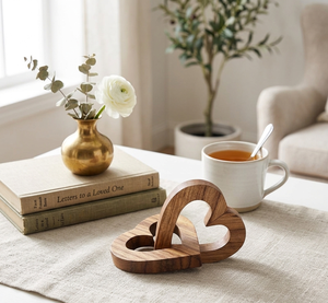 Nueva Decoración Moderna para el Día de San Valentín y Bodas, Adorno de Madera con Doble Corazón, Estilo Lujoso, Artesanía de Alta Calidad para Mesa - Product Image 3