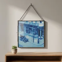 Cadre photo carré en fer et verre Artisan Design Pf1119 avec chaîne de suspension, finition noire, pour affichage mural