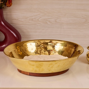 Plat de service décoratif traditionnel indien en métal Thaal, bord large, finition martelée, Pooja Thali, vaisselle festive, décoration de la maison - Product Image 4