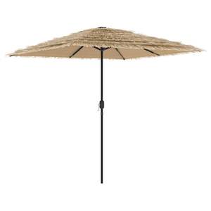 Grand parasol de jardin pliable en polyester marron et base pour l'extérieur - Product Image 2