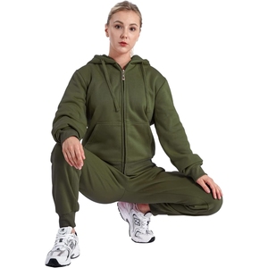 Women Casual Eco-Friendly Plus Size Quick Dry Breathable <b>Lightweight</b> <b>Hoodie</b> Tracksuit Set Zip-Up Hooded Sweatshirt Jogger Pants - Product Image 2