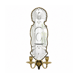 Applique murale de luxe antique en laiton miroir, double porte-bougie décoratif, accent miroir mural vintage pour la décoration du salon - Product Image 1