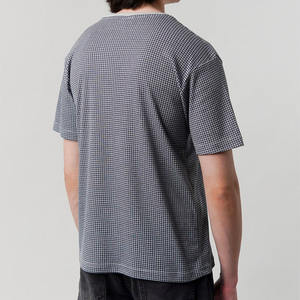 T-shirt graphique à motif pied-de-poule surdimensionné pour homme, col rond, décontracté, basique, manches courtes, vente en gros, 100% coton polyester, marque privée - Product Image 4