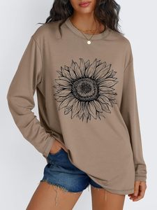 Camiseta de Moda para Mujer, Manga Larga, Cuello Redondo, Algodón, Transpirable, Cómoda, Informal, Básica, Proveedor de Ropa al por Mayor - Product Image 3