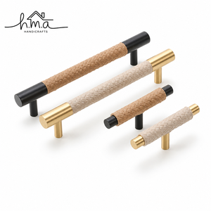 Modern Gold Brass Cylindrical Knurled Cabinet Handle with <b>Black</b> Square <b>Brackets</b> Textured Bar Drawer Pull Design - Product Image 6