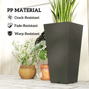 Set di 2 Vasi per Fiori in Plastica Nera Alti 23 Pollici, Fioriere da Esterno per Porta d'Ingresso, Patio e Giardino, Supporti in Metallo per Piante Inclusi - Product Image 5