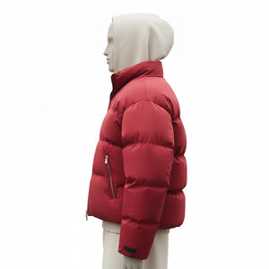 Blouson matelassé rouge pour homme avec capuche et fermeture éclair, manteau d'hiver imperméable brodé, chaud et isolé, tendance - Product Image 2
