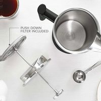 Cafetière à piston BERTILLE anti-goutte, durable, multi-capacités, noire, en acier inoxydable 304