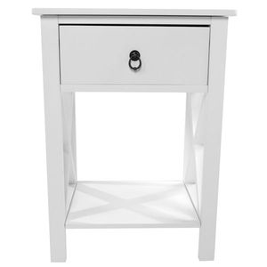 FCH Modern Set of 2 White End <b>Tables</b> Nightstands with 1 Drawer and <b>Storage</b> Shelf Contemporary <b>Side</b> <b>Tables</b> - Product Image 2