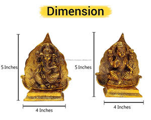 Idolo de Laxmi y Ganesh de Metal Chapado en Oro, Decoración para el Hogar, Artículos de Pooja, Hecho a Mano, Ecológico, Moderno, Regalo Corporativo y de Oficina - Product Image 5