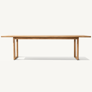 Table rectangulaire en teck en promotion, style moderne et épuré, idéale pour l'extérieur, robuste et durable. - Product Image 1