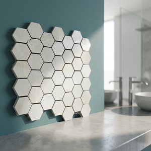Mosaïque en porcelaine à glaçure métallique brillante, résistante à l'usure et imperméable, au design moderne, en forme de losange hexagonal linéaire carré, effet brique. - Product Image 4