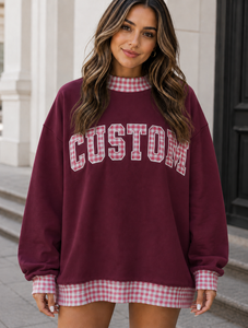 เสื้อสเวตเชิ้ตแขนยาวคอเต่าทรงโอเวอร์ไซส์ปักลายโลโก้ตามสั่งสำหรับผู้หญิง สไตล์สตรีทแวร์ ผ้าฟลีซสำหรับฤดูใบไม้ผลิและฤดูร้อน OEM - Product Image 1