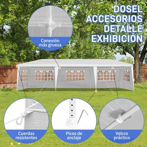 Pergola a 5 Lati in Ferro con Tessuto PE e Tubi a Spirale 3x9m per Tende da Matrimonio e Feste - Product Image 3