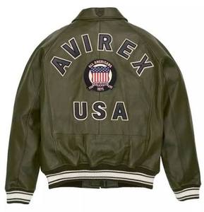 Blouson Bomber Homme Avirex en Cuir PU Style Letterman Vintage avec Col Baseball, Fermeture Éclair, Imperméable et Logo Brodé sur le Devant – Idéal Hiver - Product Image 3