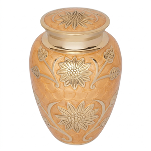 Urnas de Cremación para Adultos de Latón, Hermoso Diseño Decorativo Dorado, Acabado en Color Morado Claro, Metal, 10 Pulgadas, 200 Pulgadas Cúbicas, Funerarias - Product Image 2