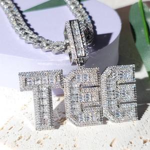 Colgante de Diamantes VVS, Diseño de Letra Personalizada en Plata, Colgantes Finos, Amuletos, Joyería Hip-Hop para Hombre - Product Image 1