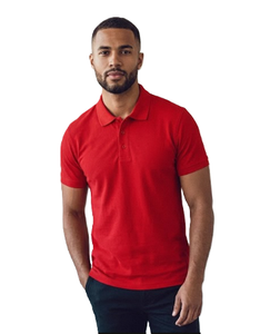 Polo de Manga Corta para Hombre, Color Rojo Sólido, Casual, Tejido de Piqué de Algodón, Corte Regular, Diseño con Botones - Product Image 6