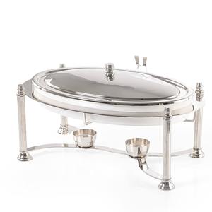 Luxury Stainless Steel Oval <b>Chafing</b> <b>Dish</b> Roll Top <b>Buffet</b> Food Warmer Catering Chafer <b>Set</b> with Fuel Holders - Product Image 1