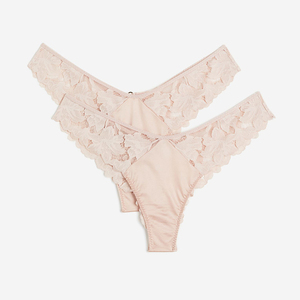 Tanga sexy para mujer con lazo lateral, transpirable, de talle medio, sin costuras, ajustable, de malla transparente - Product Image 1