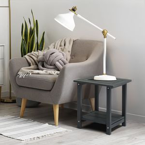 Tavolino Laterale Adirondack a 2 Ripiani in HDPE Grigio Scuro Resistente alle Intemperie per Uso in Parchi - Product Image 6