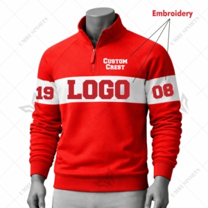 Sweat-shirt personnalisé à col zippé Delta avec logo brodé en chenille DST 1913, haut à demi-zip grec 100% coton molletonné, Sorority - Product Image 1