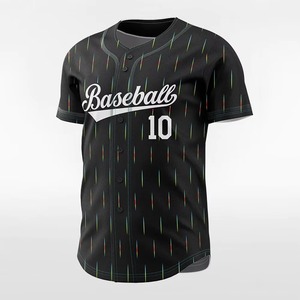 เสื้อเบสบอลและซอฟต์บอลแขนสั้นแบบแห้งเร็วขายดีที่สุด พิมพ์ลายแบบ Sublimation ไซส์ใหญ่สำหรับผู้ชาย พร้อมชื่อทีมและหมายเลข - Product Image 3