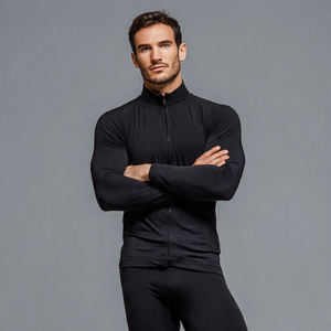 Long Sleeve Running Elastic Tight <b>Jacket</b> Men Stand Collar Zipper Yoga Wear <b>Jackets</b> Men's 100% Polyester Athletic Yoga <b>Jacket</b> Men - Product Image 6