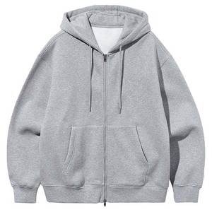 เสื้อฮู้ดผู้ชายสำหรับฤดูหนาว ผลิตจากผ้าฝ้าย 100% เป็นมิตรต่อสิ่งแวดล้อม แบบหนา มีซิปด้านหน้า กระเป๋าปักลาย สไตล์ใหม่ ขายส่ง - Product Image 1