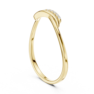 Anillo solitario de oro amarillo macizo de 14k para mujer con diamante de corte redondo minimalista Wave Ribbon, ideal para compromiso, aniversario o regalo de boda. - Product Image 4