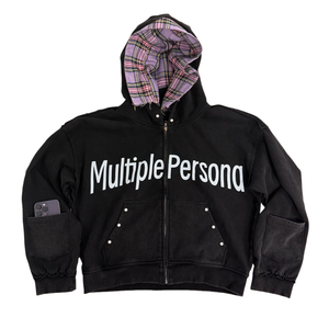 Sweat à capuche zippé noir contrastant personnalisé avec logo Hip Hop Streetwear – 100 % coton, hiver, écologique, coupe oversize - Product Image 1