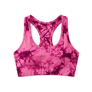 Pink <b>Tie</b> Dye Sport Bra And Leggings Set High Waist Full Length Knitted Spandex Polyester Breathable Quick Dry Women's Activewear - Product Image 5
