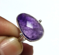 Anillo de Lujo de Plata de Ley 925 con Gema de Amatista Púrpura Natural Facetada, Joyería para Hombres y Mujeres para Usar en Fiestas