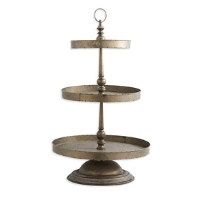 Support à gâteau vintage à 3 niveaux en fer galvanisé, idéal pour mariages et anniversaires, fournitures de fête rondes en fer, taille et forme personnalisables, vente chaude - Product Image 5