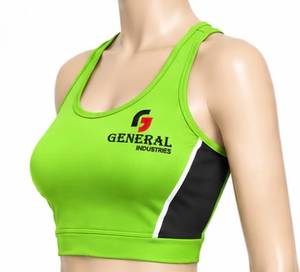 Débardeur de sport respirant pour femme General Industries, vert vintage, col rond, color block, 100 % polyester - Product Image 1