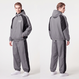 Men's Custom Embroidered Logo Solid <b>Windbreaker</b> Hooded Jacket 100% Nylon Loose Fit Pants Full Length Breathable Waterproof Rain - Product Image 5