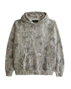 Sweat-shirt à capuche surdimensionné vintage pour homme, imprimé feuilles d'automne, en polyester tricoté, pull décontracté avec poche, coupe classique - Product Image 4